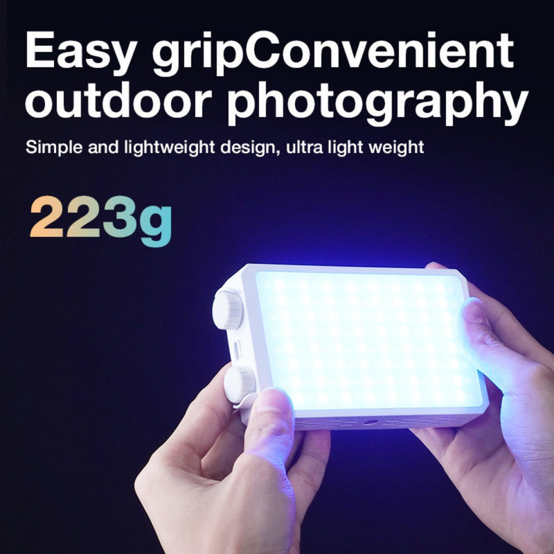 RGB Video Light, 25W Portable LED Camera Light, CRI 95+ 2500K~9000K 8000 Lumens RGB Pocket-Sized Mini Portable Light, Temperature Control Built-in Rechargeable Battery PD Charging (White) white