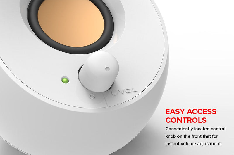 Creative Pebble 2.0 USB-Powered Desktop Speakers with Far-Field Drivers and Passive Radiators for PCs and Laptops (White) White