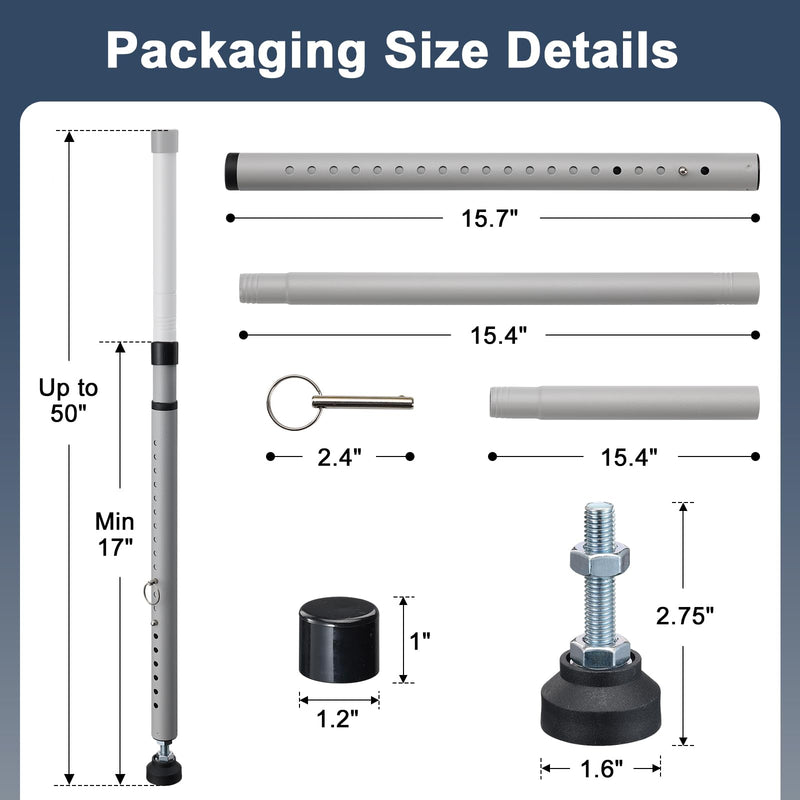 Sliding Door Security Bar, 17.7-50.5inch Heavy Duty Adjustable Sliding Patio Door Lock Bar with Rubber Tips,Diameter 1inch Window Security Bar for Home Apartment Travel Children Women (Grey) 1 Gray