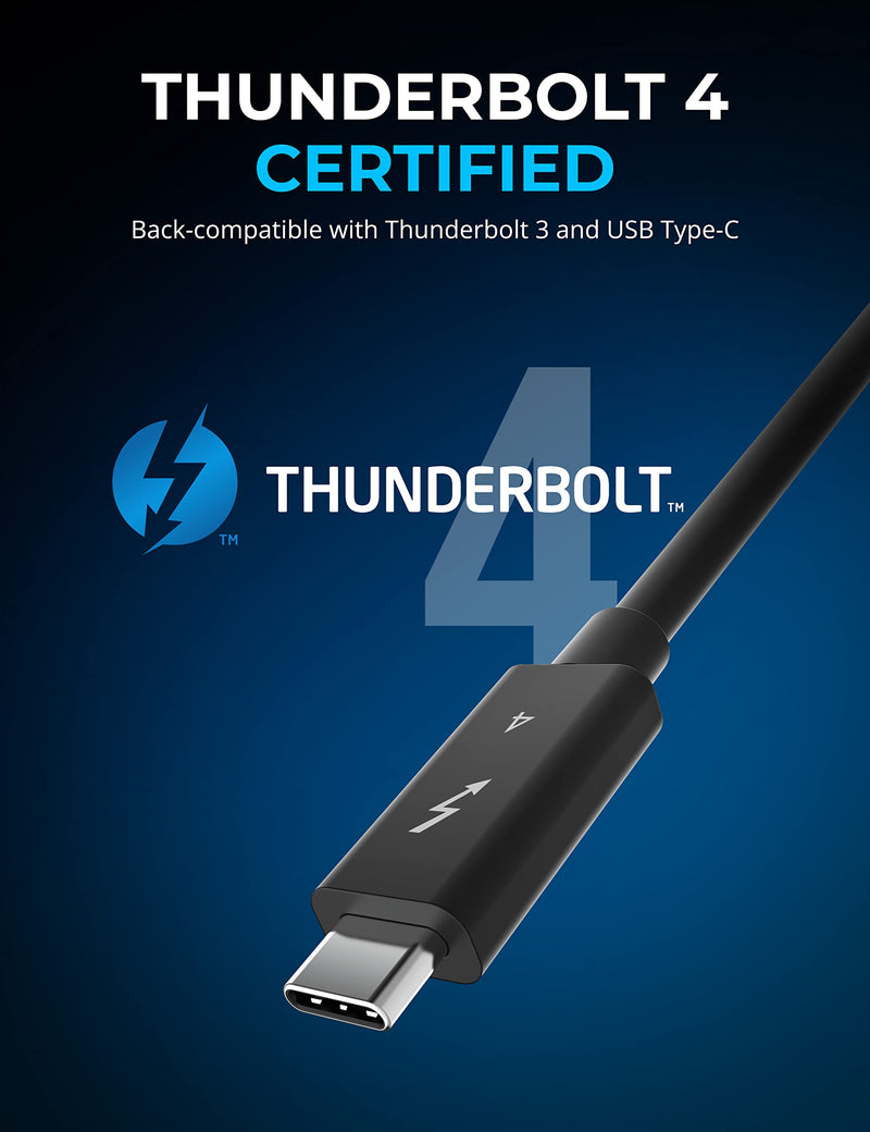 SABRENT Certified Thunderbolt 4 Cable, 2M (6.5ft) – 100W Power Delivery, 8K DisplayPort 1.4, 40Gbps Data Transfer, USB 4/3 Compatible, E-Marker Chip for MacBook, iPad, and Windows Devices (CB-T4M2) 78" Black