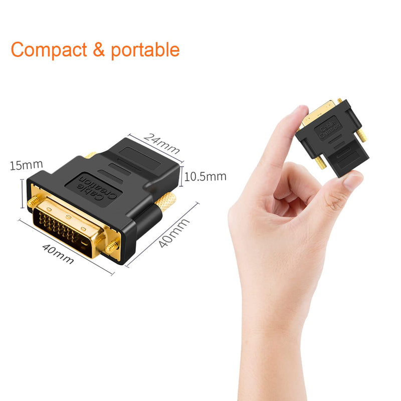 CableCreation DVI to HDMI Adapter,2-Pack Bi-Directional DVI Male to HDMI Female Converter, Support 1080P, 3D for PS3,PS4,TV Box,Blu-ray,Projector,HDTV 2-Pack Female to Male