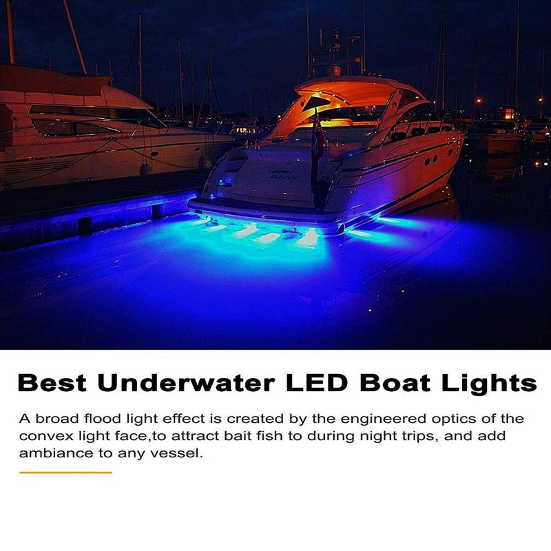 Blue 27 50W Underwater Marine Transom Lights - 316 Stainless Steel Pontoon Transom Lights for Fishing Night Use