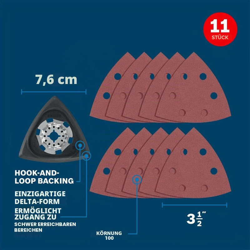 Bosch OSL350SPDK 11 pc. Starlock Oscillating Multi-Tool Delta Sanding Pad Kit 3-1/2 In. Set: Delta sanding pad + 10 sheets