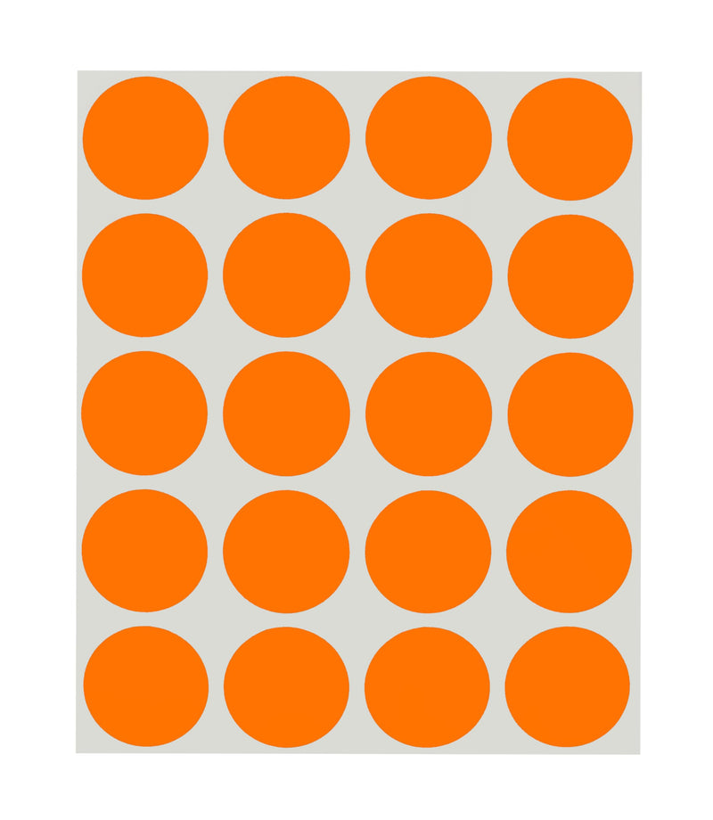 ChromaLabel 1 Inch Round Label Removable Color Code Dot Stickers, 1000 Pack, 20 Labels per Sheet, Orange