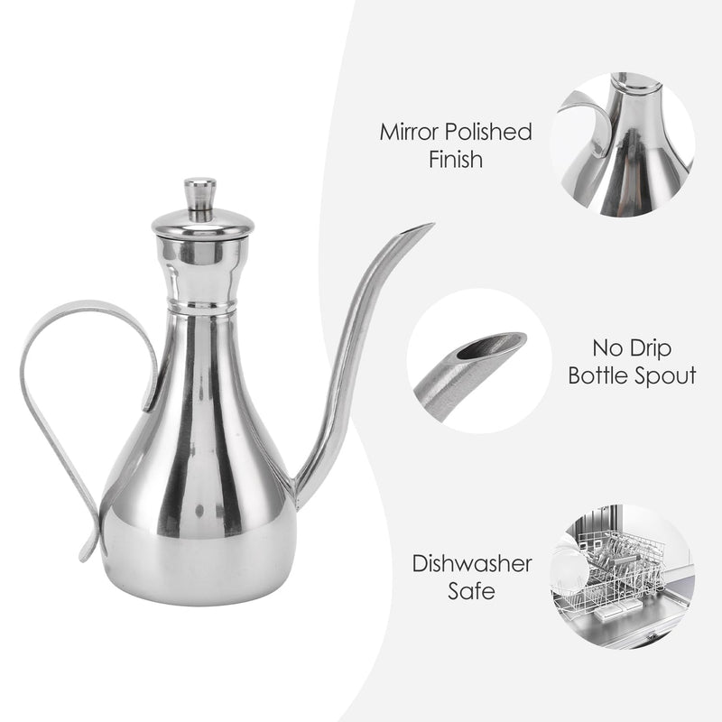 Olive Oil Dispenser, 11oz/350ml Stainless Steel Oil Dispenser Non Drip Leak Proof Pouring Oil Pot Vinegar Pot Soy Sauce Bottle, Oil Storage Can Container for Home Kitchen