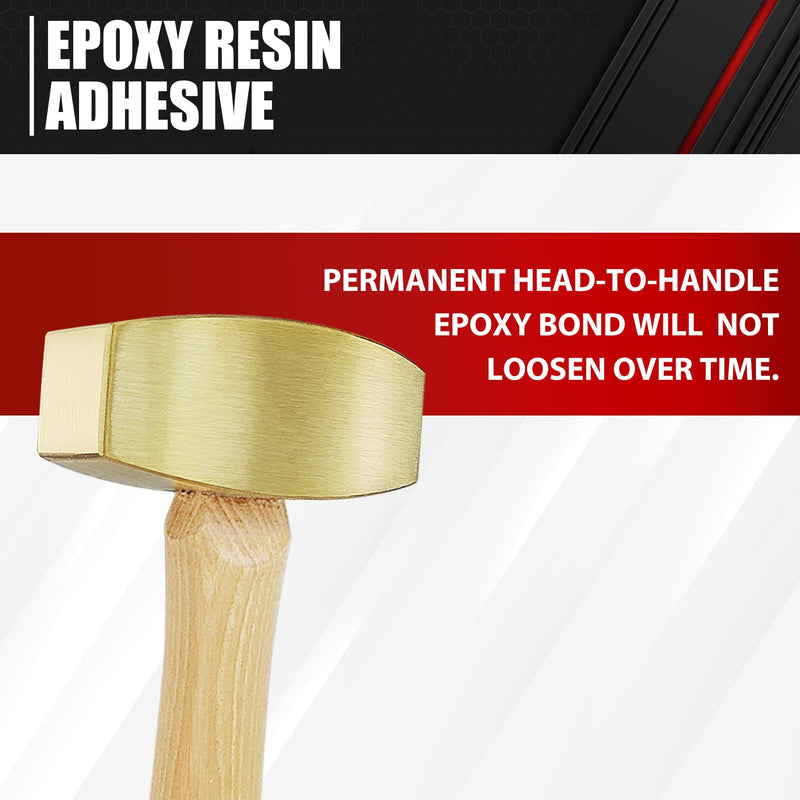 C&T 2 Pound Solid Brass Non-Sparking Hammer with Hickory Wood Handle, Non Marring, 2lb