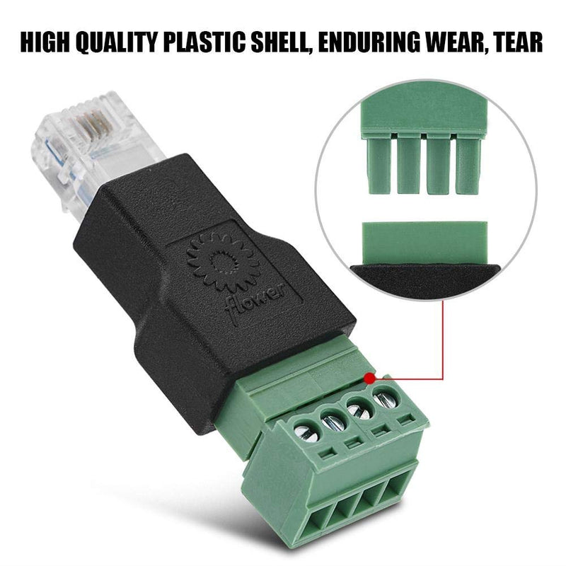 Dingln Ethernet Connector RJ11 6P4C Male to 4 Pin Screw Terminal Connector