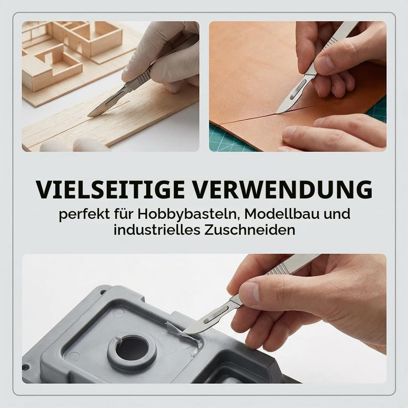 10 x Sterile Disposable Scalpel Blades with 1 x Scalpel Handle, Suitable for Cutting, Pedicure, Craft, Modeling, Cutting Materials and Leather (No. 23)