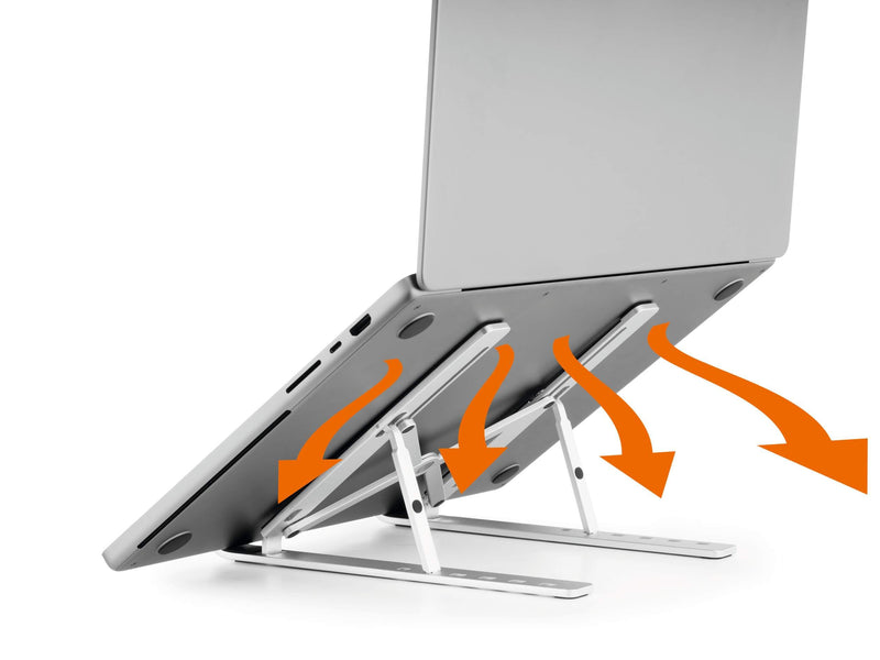 Durable Laptop Stand for Laptops & Tablets - Foldable & Height Adjustable - Includes Travel Bag - Silver Aluminum Laptop Mount, for Laptops and Tablets up to 15"