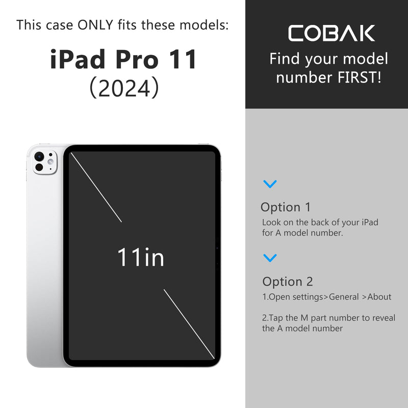 CoBak Case for iPad Pro 11 Inch (M4) 2024 (5th Gen) Released, Slim Stand Hard Back Shell Protective Smart Cover with Auto Sleep Wake Feature for iPad Pro 11 Inch Tablet, Black