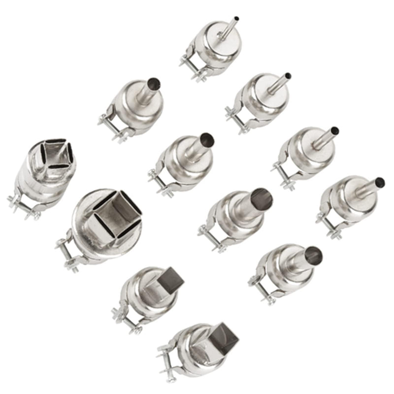 LiebeWH Hot Air Nozzle Set, 12 Pieces, Various Shapes, Steel, for 850 | Replacement of old attachments, various sizes, protects against heat, improves soldering results, for soldering workshops