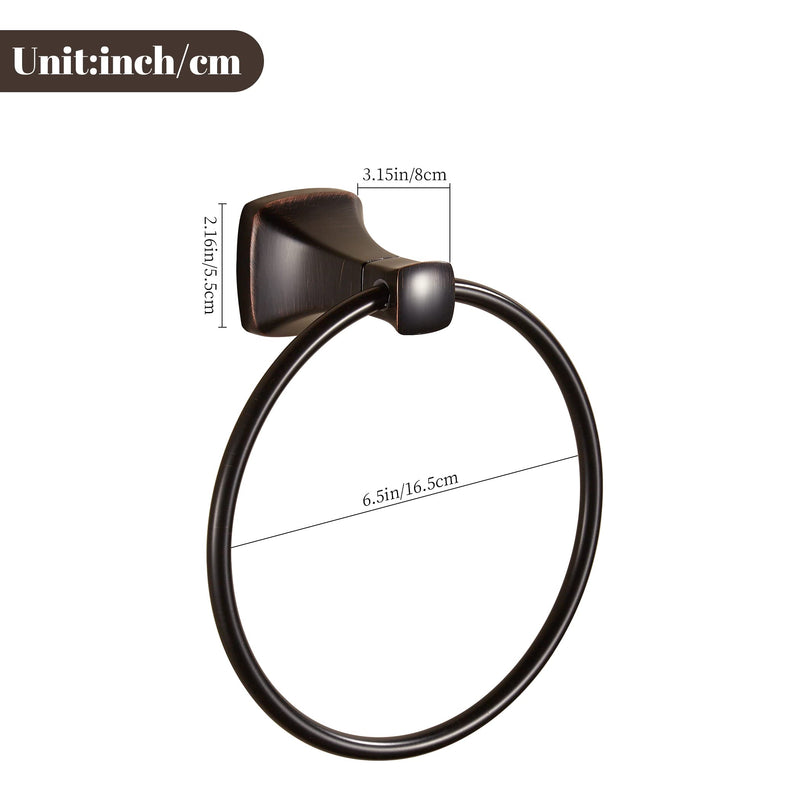 KOCUUY Oil Rubbed Bronze Towel Ring, Bathroom Bronze Towel Holder, Bath Hand Towel Holder Wall Mounted Antique Farmhouse Rustic ORB circle
