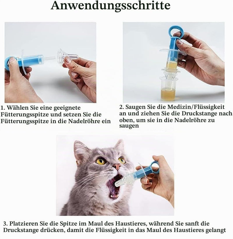 Pet Medicine Liquid Syringe Blue Soft Tip Plastic Feeding Tool for Puppy Dog Cat Kitten