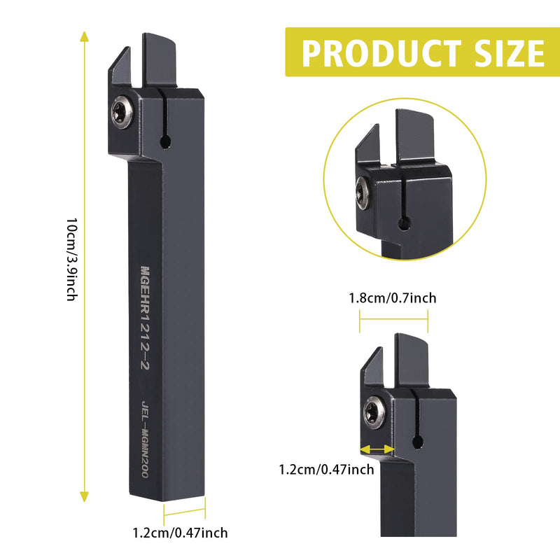 VerRich 11PCS Lathe Cut Off Tool Kit,Lathe Grooving Tool Parting Holder MGEHR1212-2 with 10pcs MGMN200-G 2mm Carbide Inserts