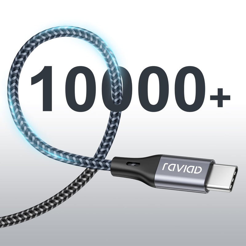 RAVIAD USB Type C Cable, USB C Charging Cable 1M QC 3.0 USB 3.0 Fast Charging and Synchronization USB C Cable Compatible for iPhone 15 Pro Max, Samsung Galaxy S24 S23 S22 S21 S20 Note 10, Huawei P60 Gray
