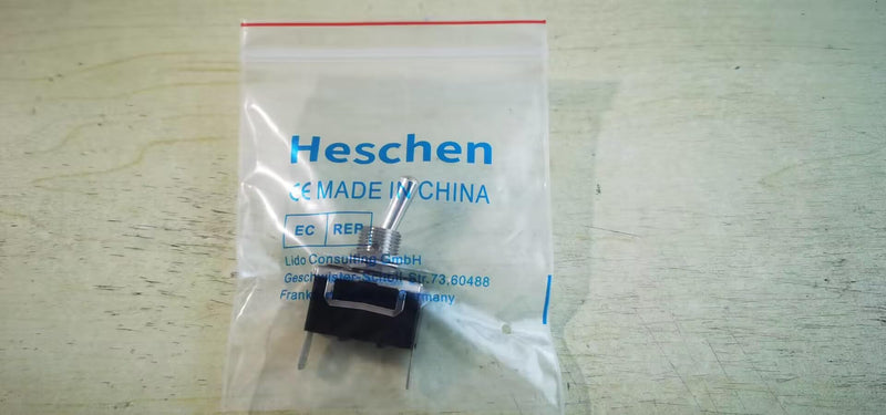 Heschen metal toggle switch, C511A, SPST, continuous light, ON/OFF 2 positions, 15A 250VAC, 2 flat plugs, CE