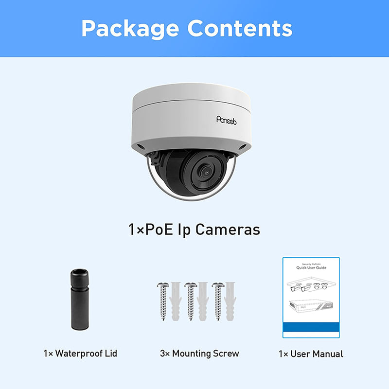 5MP PoE Camera with Mic, H.265 Outdoor Vandal Dome Security PoE IP Camera, AI Human Detection, 100ft IR Night Vision, 2.8mm Lens IP66 IK10 Resistance, 110° Wide Angle, PD54BA1-5M (Not PTZ) 5MP DOME CAMERA