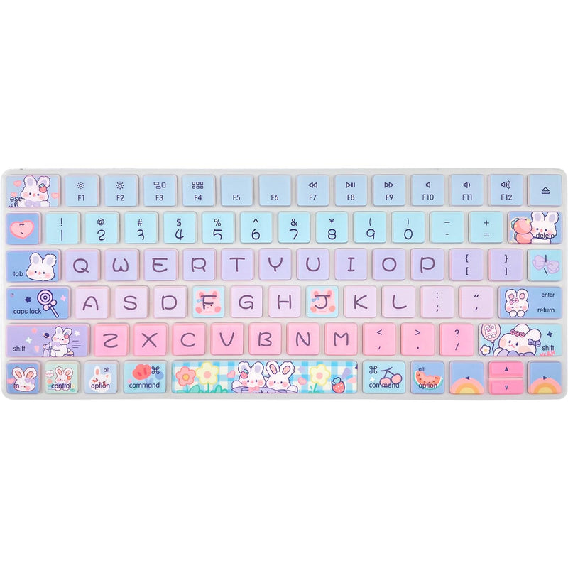 Keyboard Cover Skin for Apple iMac Wireless Magic Keyboard 2nd Gen (Model: A1644 MLA22LL/A) Without Numeric Keypad, Cute Silicone Skin Protector, Cute Bunny
