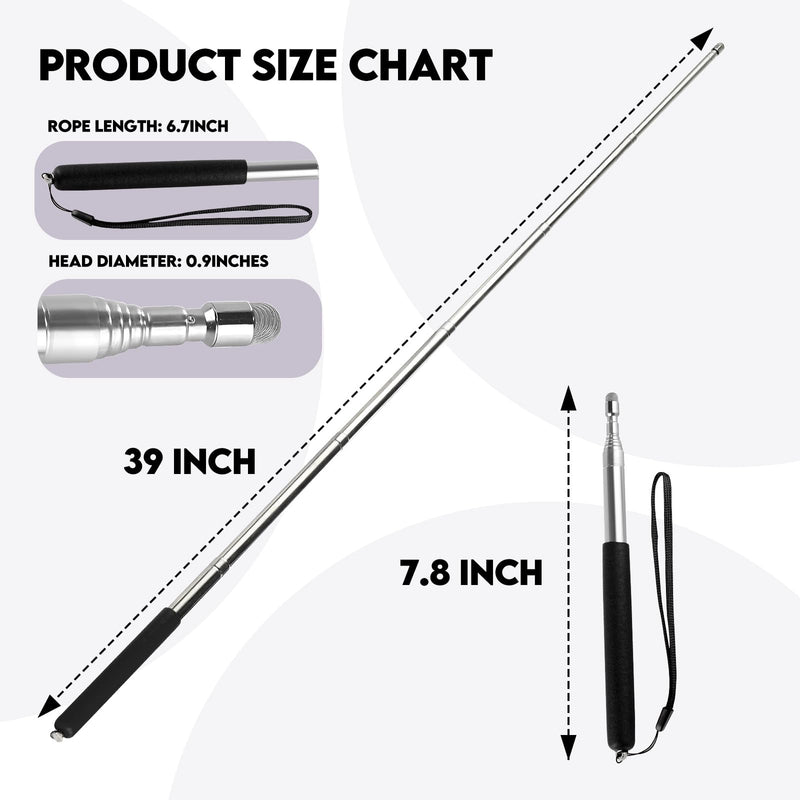 2pcs Retractable Teacher's Whip,Teaching Whip,Metal Retractable Whip,Extended Handheld Presenter,Whiteboard Whip Blue (7.8IN, Black) 7.8IN