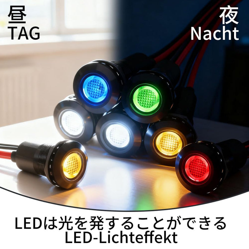 LED Metal Indicator Light 12mm (1/2 Inch) 12-24V DC Signal Lamp Red Pack of 5 | Indicator Light Metal Housing IP67 Waterproof Zinc Aluminum Alloy for Control Cabinet Car Vehicle Workshop Industry Red-12mm