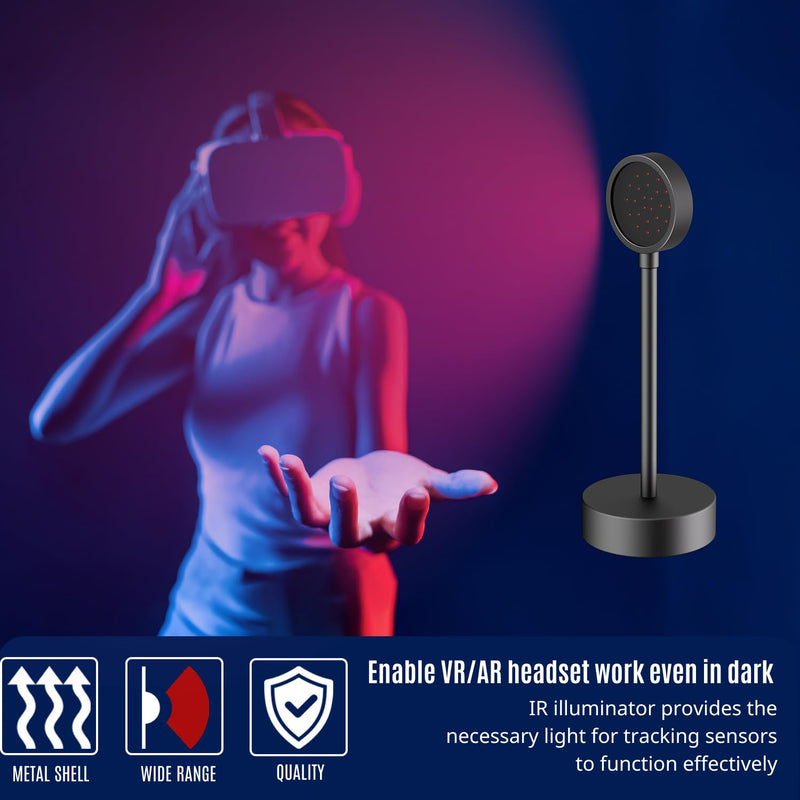 IR Light for VR - Compatible with Quest 3s, Quest 3,Quest 2, Quest, PSVR2, Desktop IR Fill Illuminator, Enhanced Hand Tracking, Improved Handle Sensitivity, Full Body Tracking,USB Interface Adapter Included