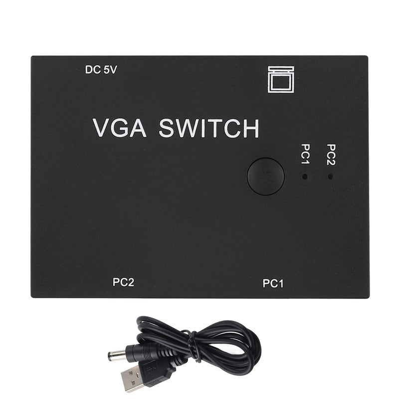 VGA Splitter Switcher, 2 in 1 Out 2 Port, Support 50ft Distance, Outdoor LED Display Connection, Plug and Play for 1 PC to Monitor Computer