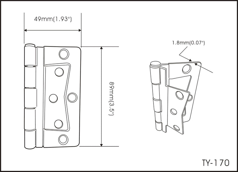 QCAA Heavy Non-Mortise Butterfly Hinge for Mobile Home/RV,3.5", Removable Loose Pin, Brass Plated, 12 Pack, Made in Taiwan