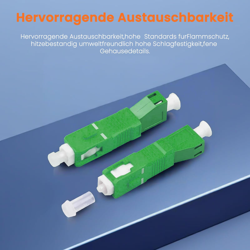 2 x Fibre Optic Adapter LC/APC Female to SC/APC, Male Singlemode 9/125um Simplex, Fibre Optic Connector for Reliable Interface Conversion, Compatible with Various Fibre Optic Cables