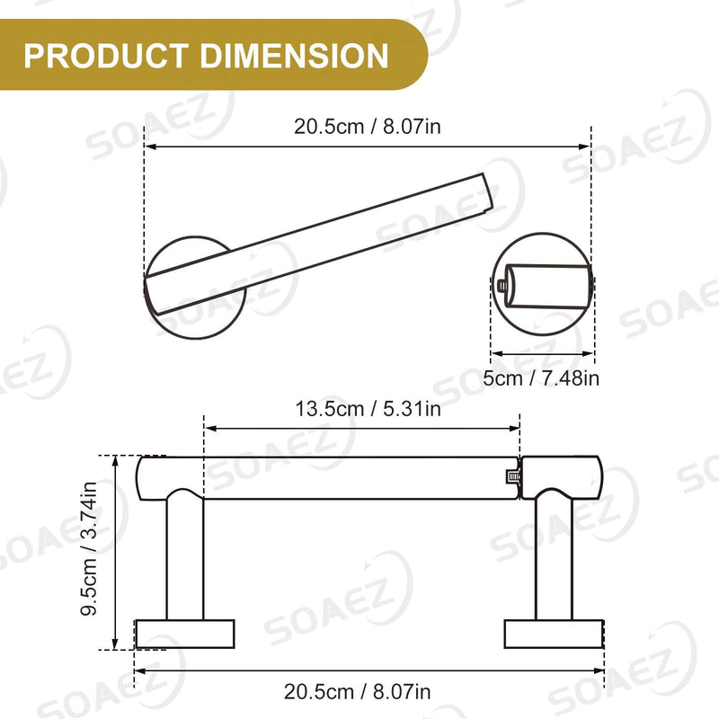 Brushed Gold Toilet Paper Holder Wall Mount, Double Base Large Toilet Paper Roll Holder Stainless Steel Bathroom Hardware Accessories, Commercial Toilet Paper Dispenser Brushed Gold Round
