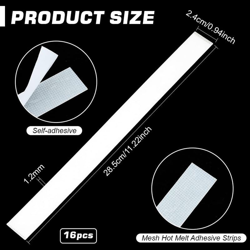 BENECREAT 16Pcs 11.2inch Glue Strips with Mesh Backing, 24mm/0.9inch Wide Hot Melt Resin Strips, Thermal Glue Strips for Book Binding Repair Hot Melt Binding Machine, 1.2mm Thick