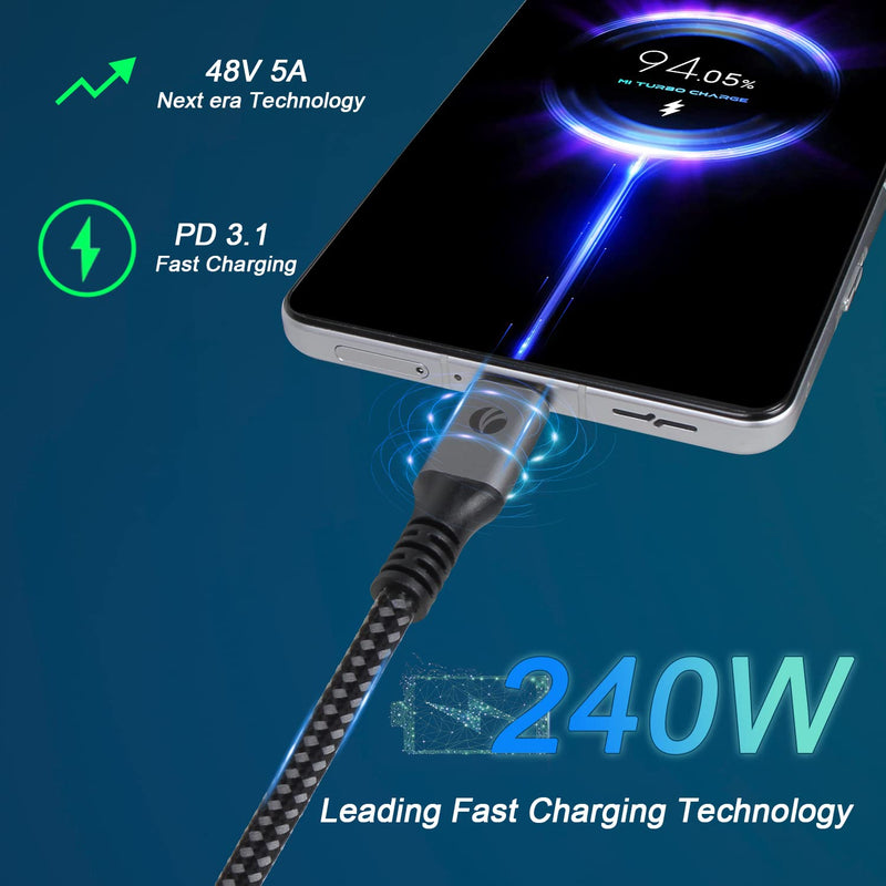 VCOM USB4 Cable 240W Thunderbolt 4 Cable 2.6 FT, 40Gbps and 8K@60Hz 5K@60Hz or Dual 4K Video USB-C Compatible with Thunderbolt 3/4, Dell, iPad Air 4, iPad Pro 2020, Pixel, Hub, Docking, and More