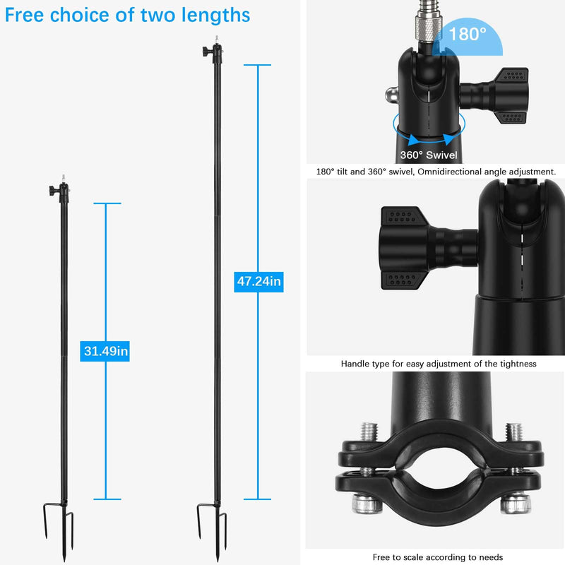 31.49-47.24inch Ground Stake Mount and Weatherproof Silicone Cover Skin Compatible with Stick Up Cam Battery Camera and Solar Panel Ground Stake Mounting Bracket (Black)