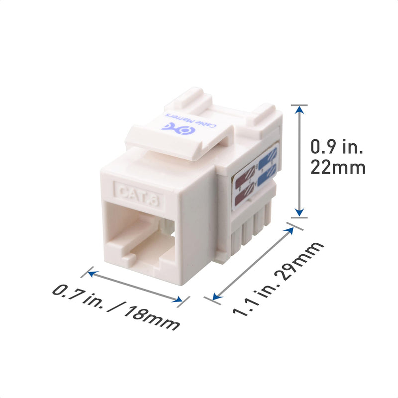 Cable Matters UL Listed 10-Pack RJ45 Keystone Jack, Cat6 Keystone Jacks in White 10-pk