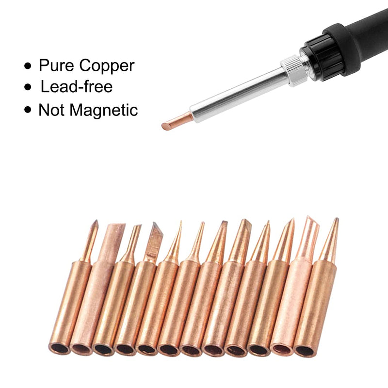 Saipor 15 pieces pure copper soldering tips set 900 m soldering tip replacement lead-free soldering station tool for Hakko, TENMA, ATTEN, Quick, Aoyue, Yihua soldering iron