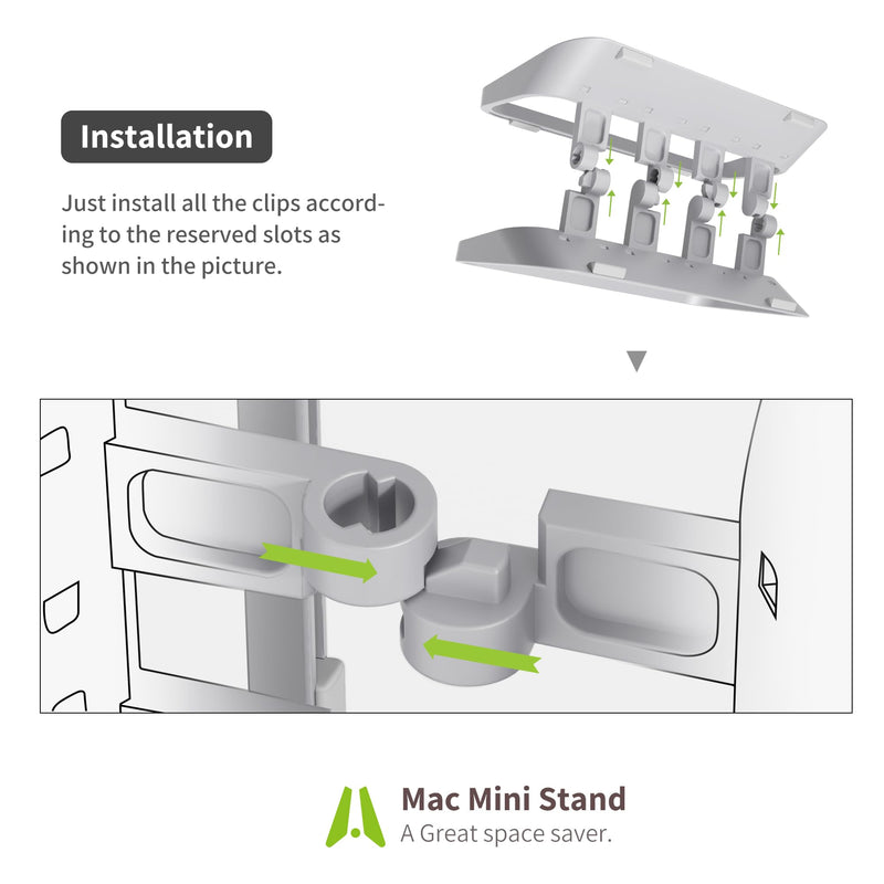 Mac Mini Stand, ABS Vertical Holder - Universal Fit for Mac Mini 2010-2024 M1 M2 M4 Pro, Compatible with Laptop & Mini PC (Gray) Gray