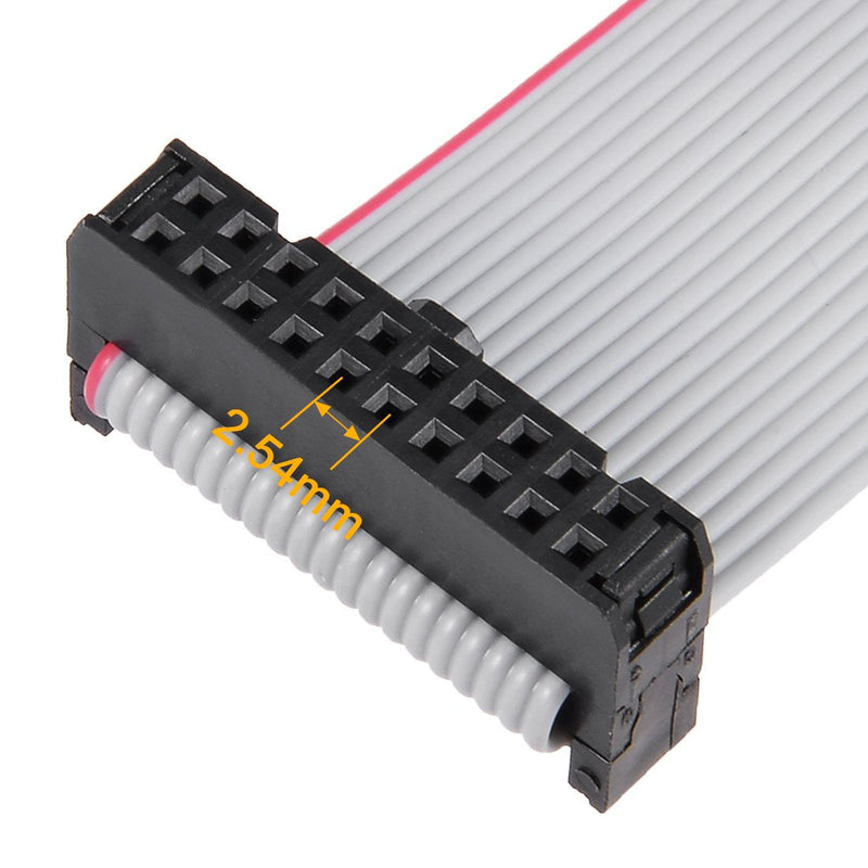 uxcell IDC 20 Pins Connector Flat Ribbon Cable Female Connector Length 30cm 2.54mm Pitch,5pcs