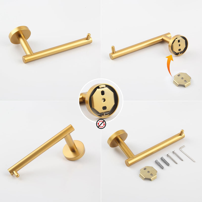 GERZWY Gold Bathroom Toilet Paper Holder Stainless Steel Tissue Paper Roll Holder Wall Mount IG1805-BE