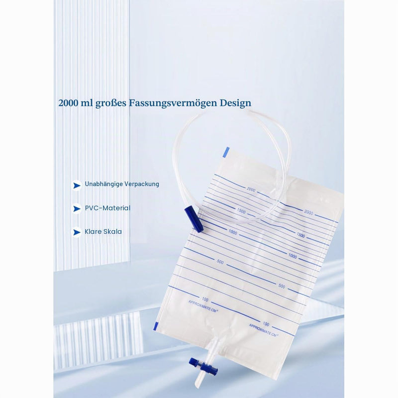 External Condom Catheter Set, 30 mm, Pack of 10 | Condom catheter external set, 2000 ml urine bag, 500 ml leg bag, urine drainage bag 500+2000ML-30MM