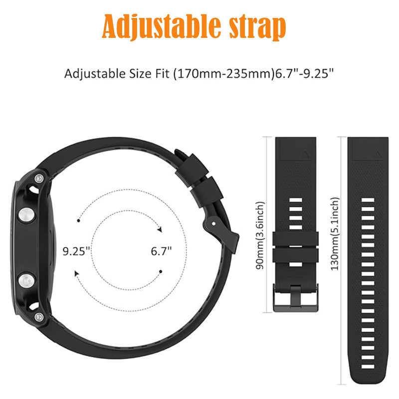 2 Pack Compatible with Garmin Fenix 5 / Fenix 6 / Fenix 7 Band/Fenix 8 Fenix E 47mm, QuickFit 22mm Watch Band for Fenix 7 Pro/Fenix 6 Pro/Fenix 5 Plus Watch Bands Black/Green