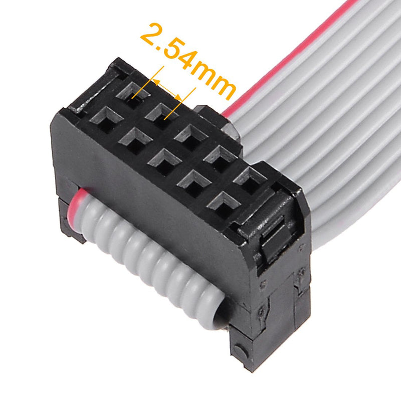 uxcell IDC 10 Pins Connector Flat Ribbon Cable Female Connector Length 30cm 2.54mm Pitch,5pcs