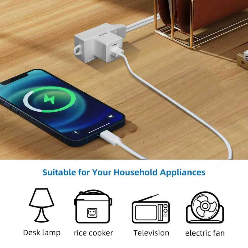 TiFFCOFiO Indoor Extension Cord, 2 Prong 25 Feet Extension Cord, 3 Polarized Outlets with Safety Slide Windows,13A/1625W, 16 AWG, 2 Packs (25FT 2 Pack) 25FT 2 Packs