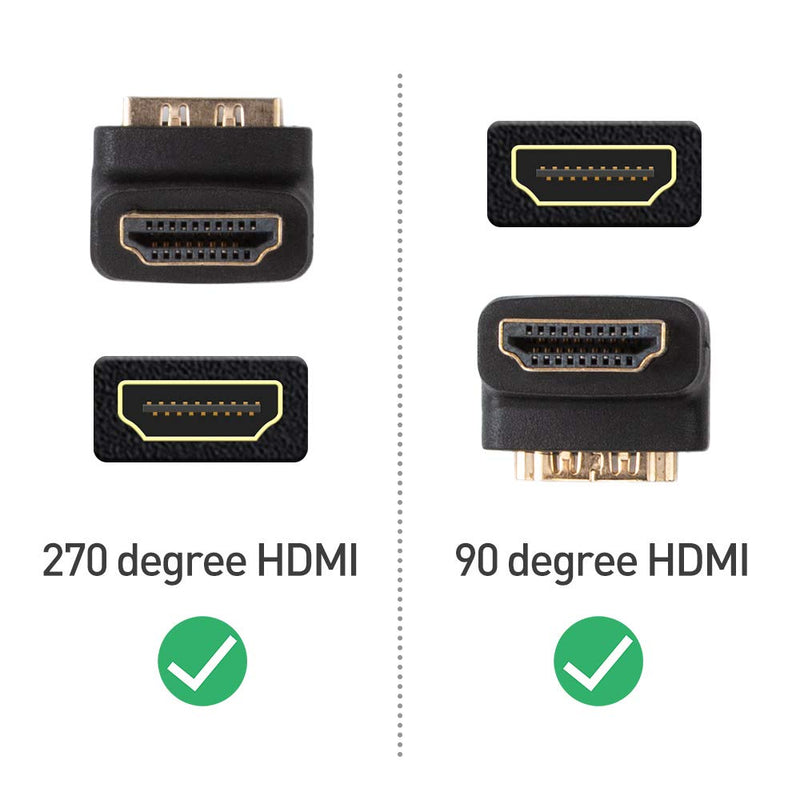 Cable Matters Combo Pack 270 Degree and 90 Degree HDMI Adapter (Right Angle HDMI) with 4K and HDR Support