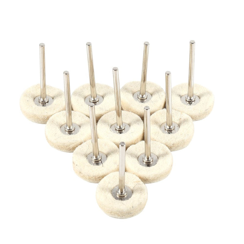 KIMISS Gold Buff Dremel Cotton Polishing Disc Wool Pack of 10 25mm Wool Felt Polishing Drill Grinding Disc Brushes with Handle for Rotary Tool