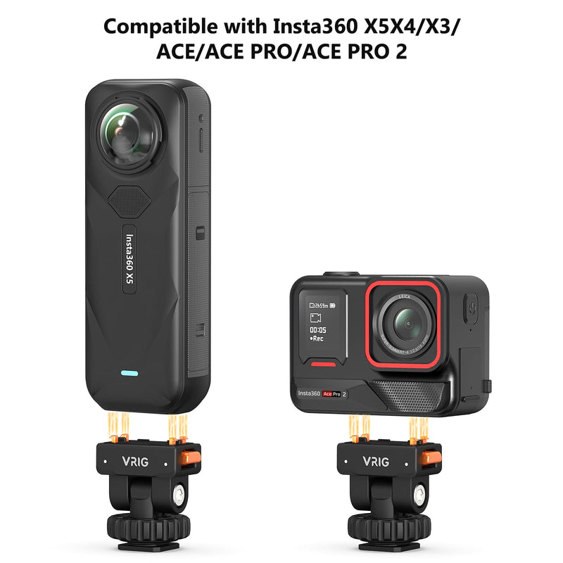 VRIG AC-44 Cold Shoe Adapter with Magnetic Quick Mount for Insta 360 Ace / Ace Pro, Action Camera Mount Adapter with 1/4" Thread Compatible DSLR Camera Hot Shoe, Tripod Accessories