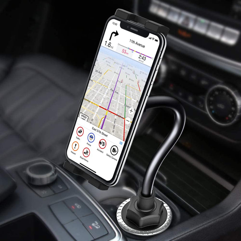Gooseneck Car Cup Holder Tablet Mount, Truck Tablet Holder Cupholder Mount [Flexible Stable Long Arm] for 4-12.9" Tablets & Phones, iPad Pro/Air/Mini, Galaxy Tab, Huawei, iPhone Series