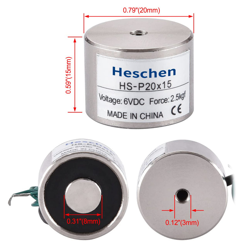 Heschen electromagnet magnet P20/15, outer diameter: 20 mm, DC 6 V, 2.5 kg