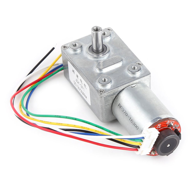 DC 12v High Torque Turbine Snail Turbo Worm DC Gear Motor 12v Speed Reduction Motor With Encoder Strong Self-Locking (30rpm) 30RPM