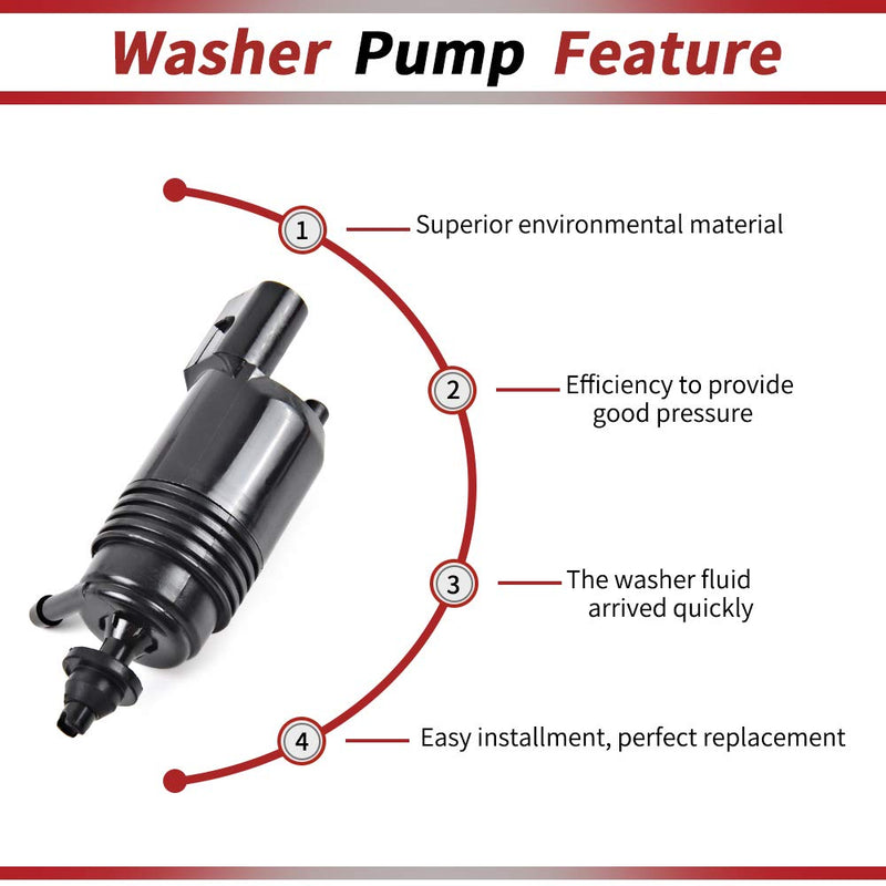 OTUAYAUTO Windshield Washer Pump - Replacement for Chevy Silverado 1500, 2500, 3500, GMC Acadia, Sierra 1500, 2500, 3500, Original Factory OEM: 22999423, 84518407 Washer Fluid Pump with Grommet