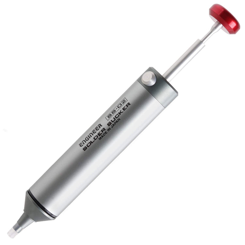 ENGINEER SS-02 desoldering pump with innovative heat-resistant silicone nozzle, compact soldering vacuum cleaner 153 mm one-handed operation, made in Japan single bed