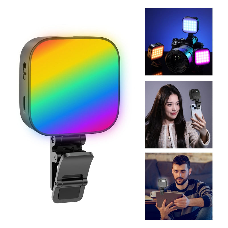 Ulanzi U60 RGB Video Light, Portable LED Camera Light with 360° Color CRI≥95 2500-9000K Dimmable Panel Lamp,2500mAh LED Panel Photography Lighting w Quick Release Cold Shoe Adapter and Clip-Black Black